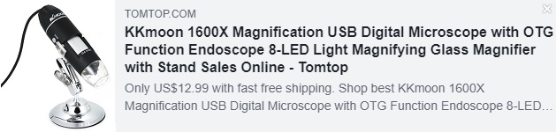 KKmoon 1600X Ampliação USB Microscópio Digital com Função OTG Endoscópio 8-LED Lupa Lupa Lupa com Suporte Preço: $ 12,99